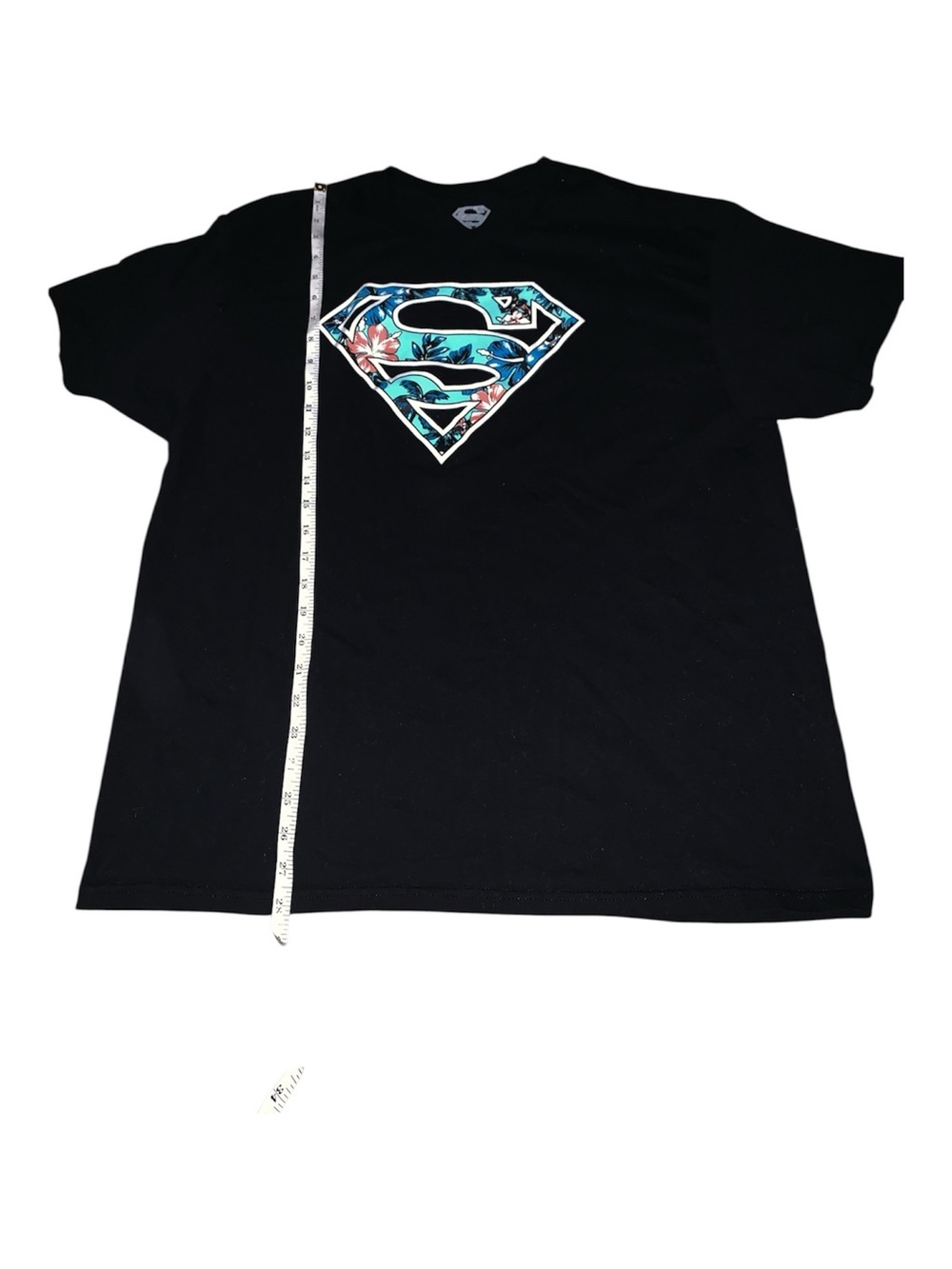 Men’s XL Superman Black Shirt Blue Floral S